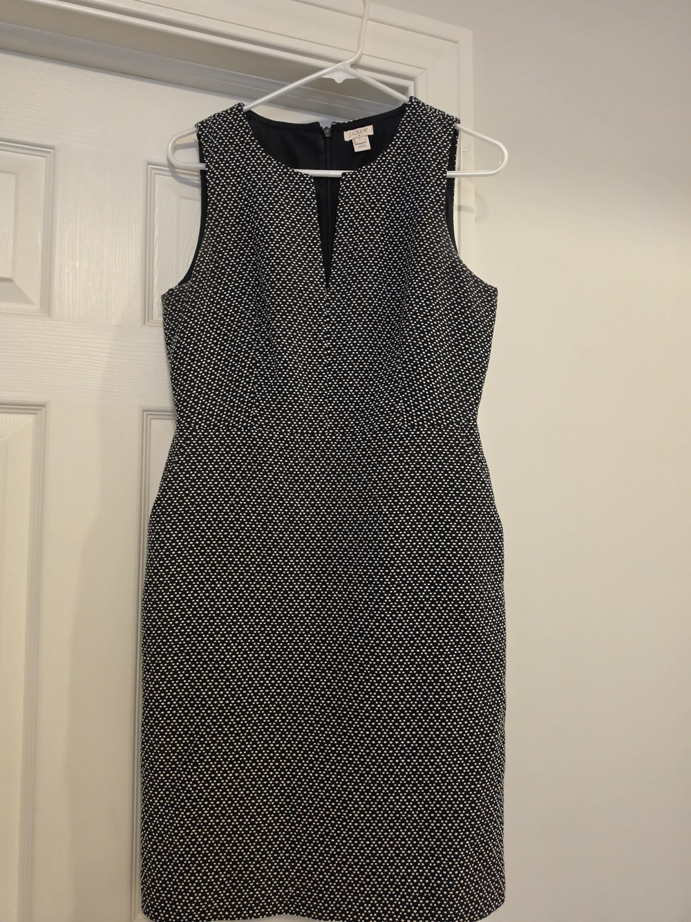 J. Crew Black and White Sleeveless Midi Sheath Dress